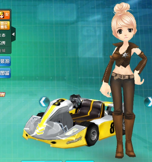 求各位大神提供qq飞车中像《魔幻手机》中傻妞一样的套装或上下装搭配