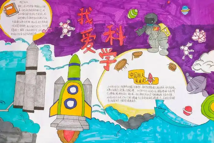 遨游太空筑梦天宫手抄报
