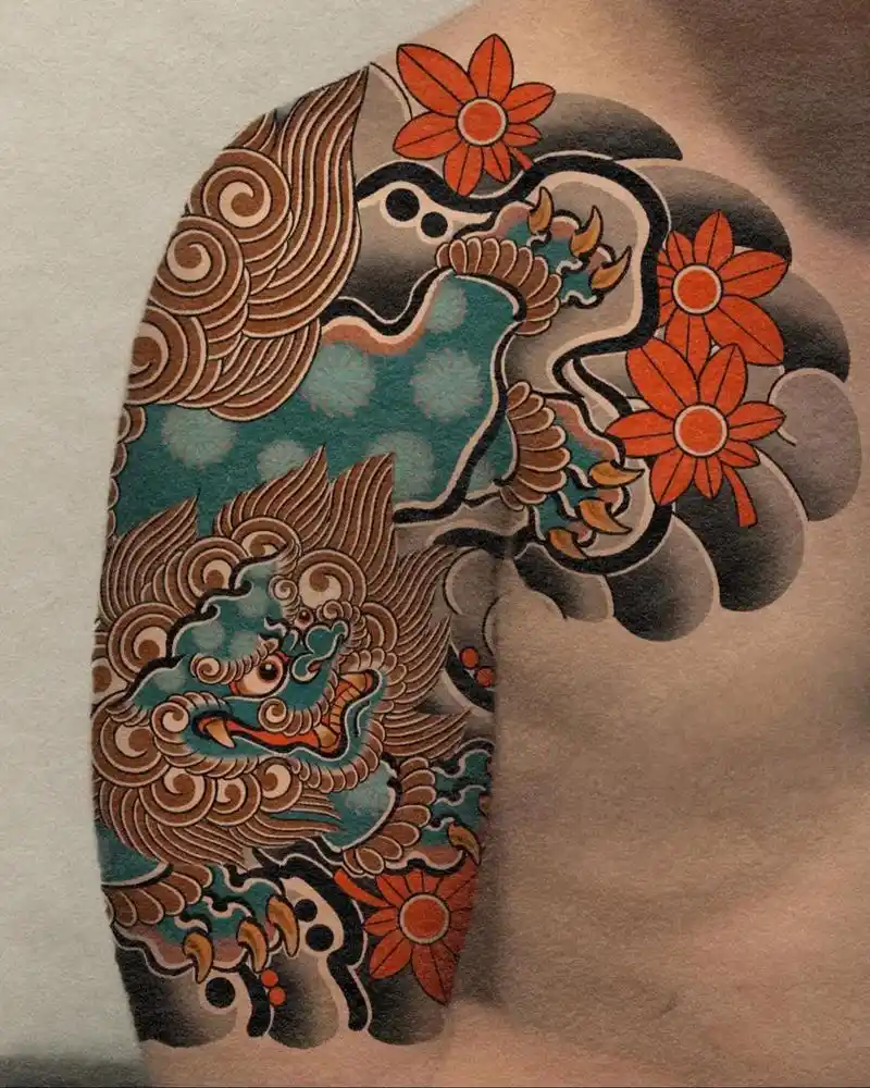 tattoo #纹身手稿 #唐狮 #半胛 # - 抖音