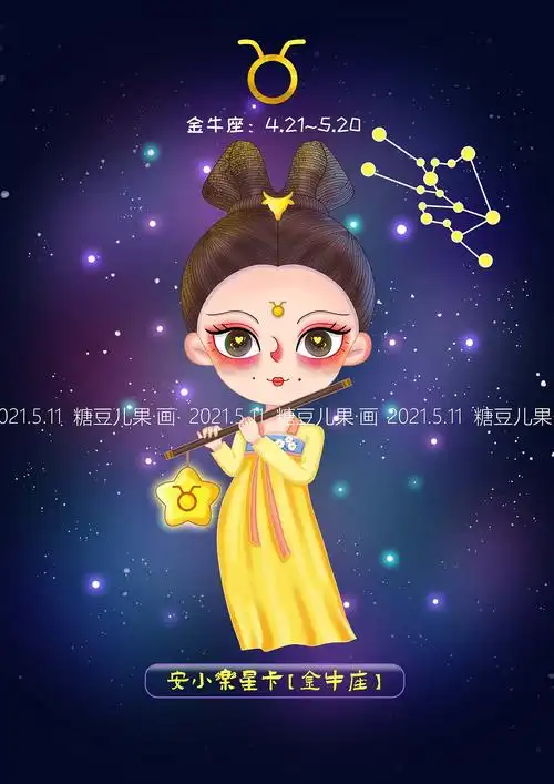 q版手绘汉服卡通12星座设计