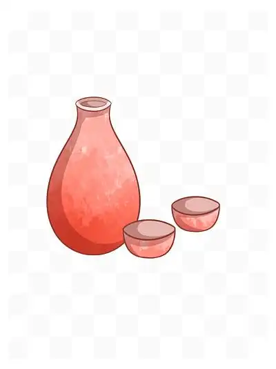 古风日式酒壶和竹子481923卡通手绘冬季梅花绿色日式酒壶免扣png