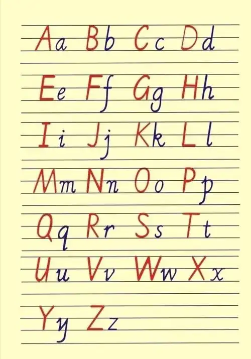 下面附带正确英文字母书写笔顺与格式