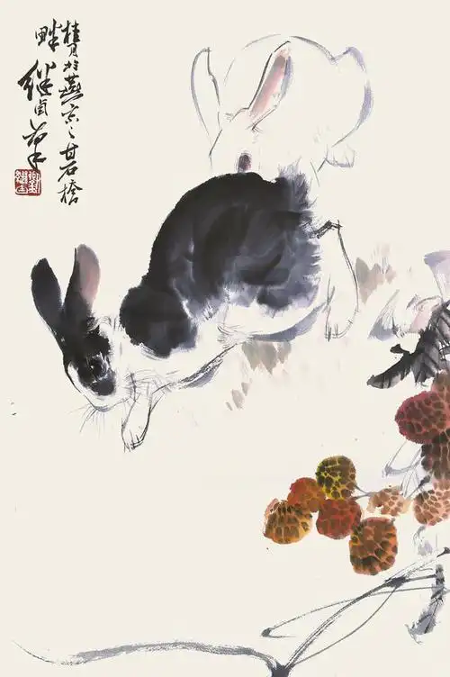 这是我见过国画中最可爱的兔子了!