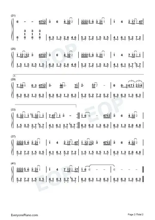 过火-张信哲双手简谱预览2