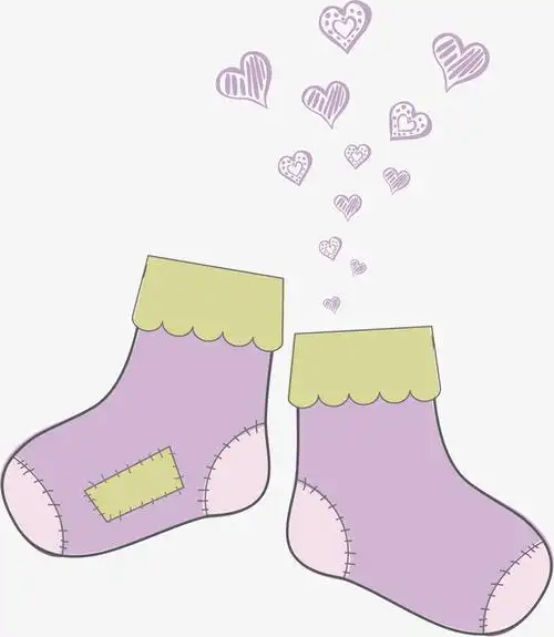 手绘紫色袜子爱心
