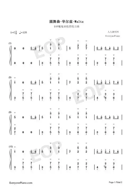 圆舞曲华尔兹waltz双手简谱预览1