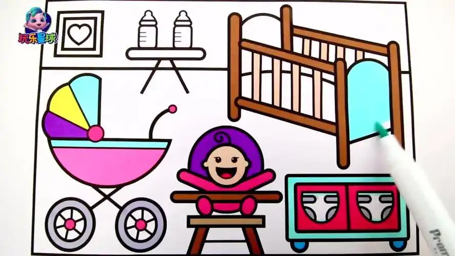 儿童绘画教学给婴儿房简笔画涂上喜欢的颜色