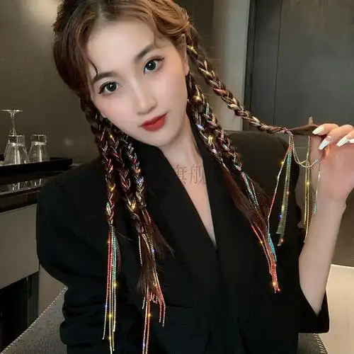 编辫子神器编发彩绳脏脏辫头绳辫子编头发的神器2021年闪钻链条马尾点