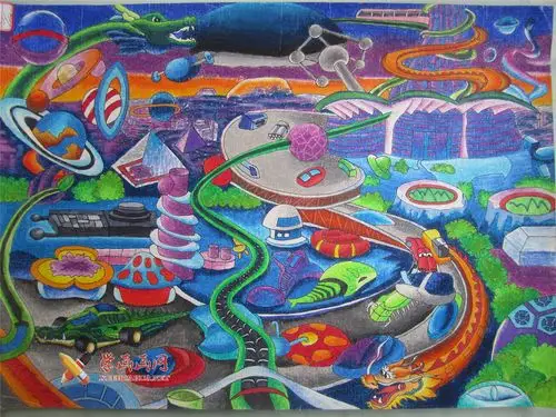 中学生二年级科幻画《幻之城》赏析