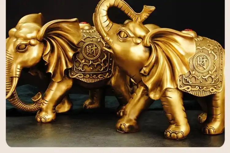 纯铜大象摆件一对吸财福禄象富贵如意吉祥物装饰 六款 象背金蟾 15*9*