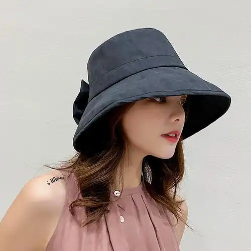 帽子女夏天防晒遮脸太阳帽时尚百搭遮阳防晒太阳帽蝴蝶结渔夫帽女