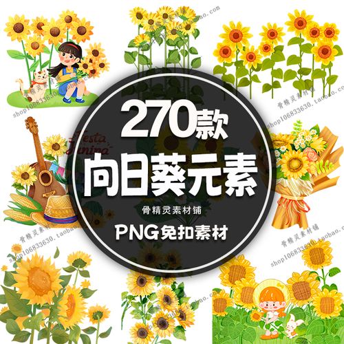 卡通手绘向日葵太阳花可爱儿童花朵花卉插图png免扣透明设计素材
