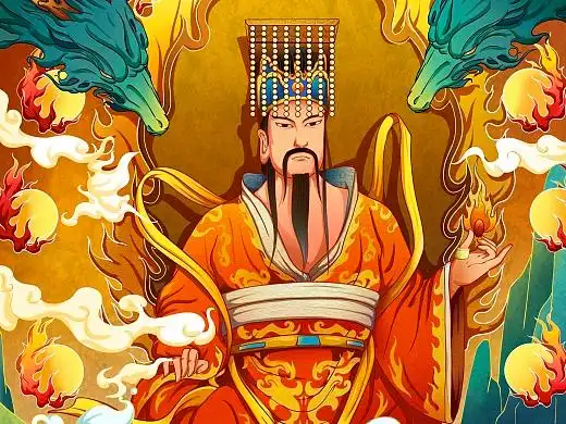 玉皇大帝国潮国风插画