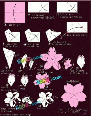 美丽的樱花是浪漫的一个美丽的樱花折纸图解与方法教程折纸大