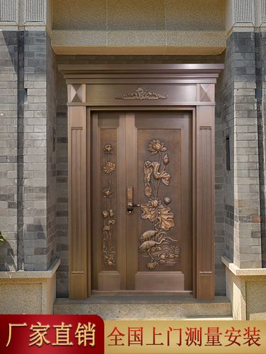 美克杰铜门别墅大门纯铜子母门中式入户门仿铜家用轻奢进户门甲级防盗