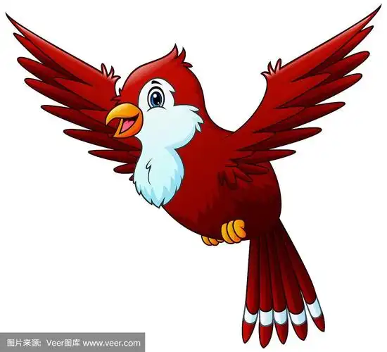 卡通中一只红色的小鸟在挥手