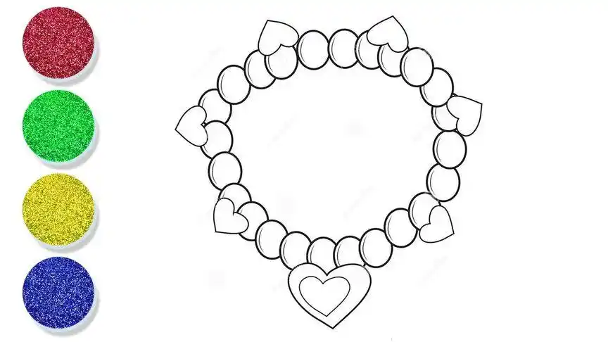 儿童涂色画:珍珠项链画画