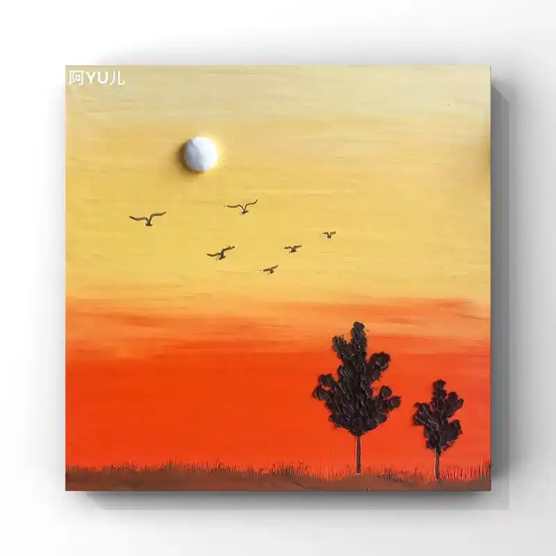 【油画棒】超级适合新手画的夕阳小画!保姆级教学!