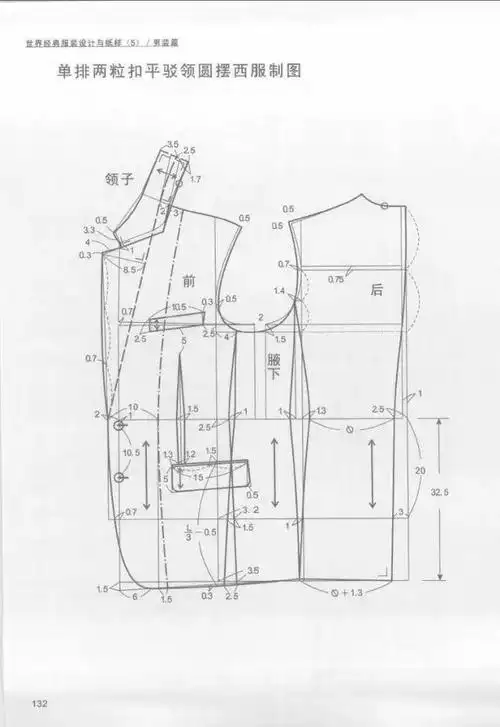 9款男士西服的设计与纸样变化实例
