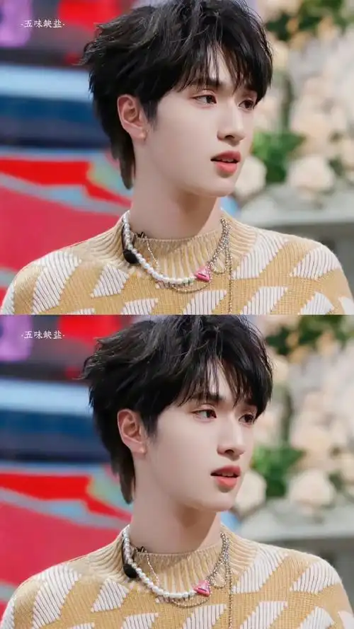 严浩翔拼接毛衣造型