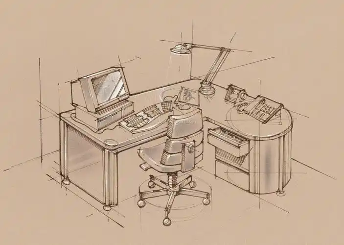 简约设计风格办公室手绘效果图