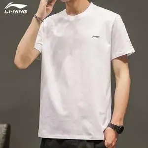 中国李宁短袖男2022夏季白色宽松透气t恤百搭休闲运动服圆领半袖t