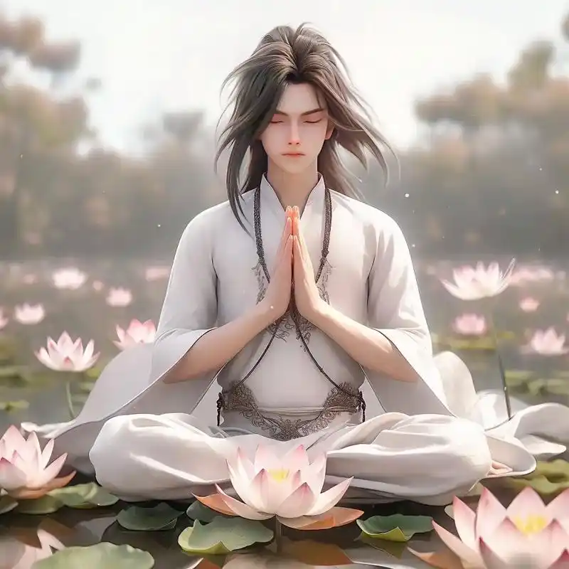 双手合十的古风男头