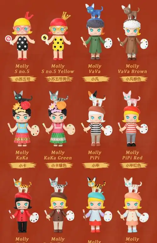 泡泡··玛特dimoo盲盒网红2022新款molly艺术大亨系列女孩摆件男生