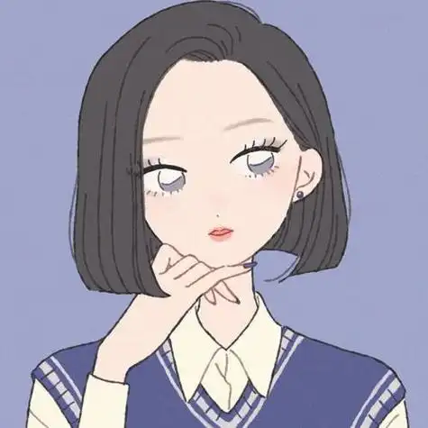 手绘女生头像冷色系