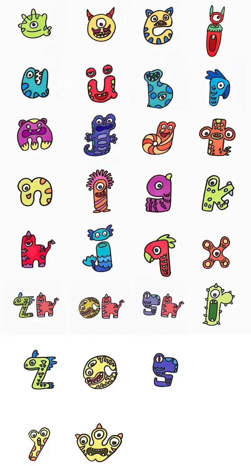 6个单韵母创意拼音画 - 抖音