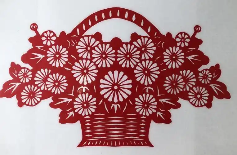 剪纸花篮葛银连建新小学