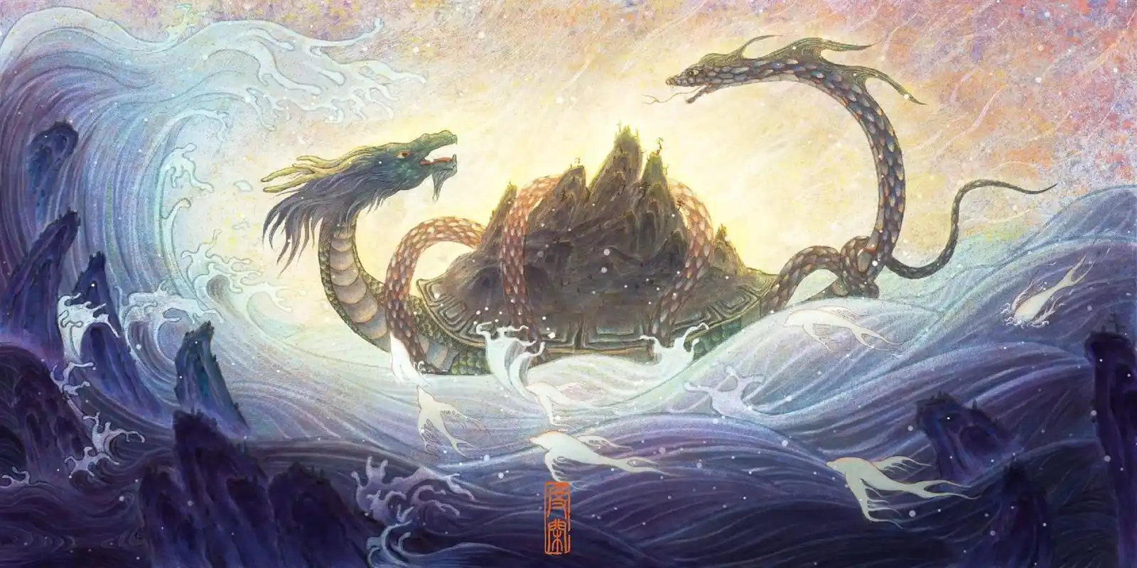 四大神兽之玄武.天之四灵之玄武  及绘画过程图 #绘画 #古 - 抖音