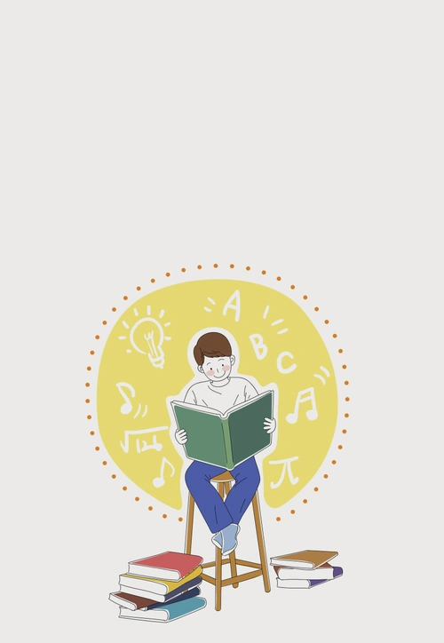 卡通人物励志学习海报背景