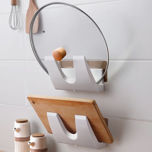 锅盖架带接水壁挂式免打孔砧板架厨房家用多功能神器放锅盖的架子