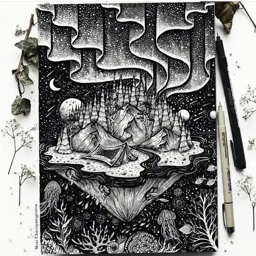 密集而细致膜拜针管笔大佬的神级线描作品