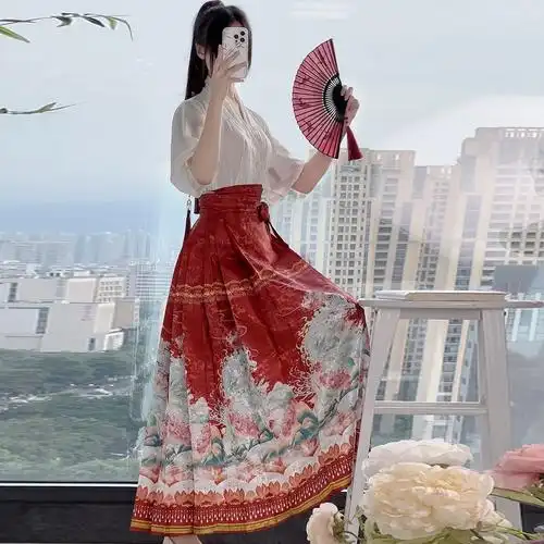 国风高端改良明制加大码 汉服女套装 马面裙日常小个子穿搭 - 女装