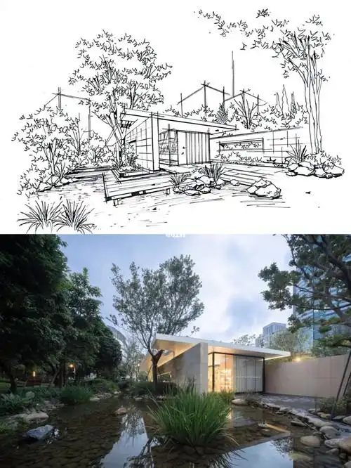 两点透视景观手绘快速表现