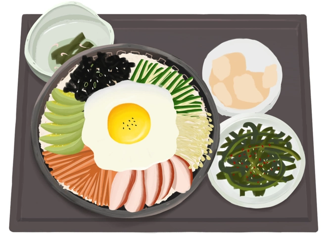 画照片韩国料理美食手绘插画
