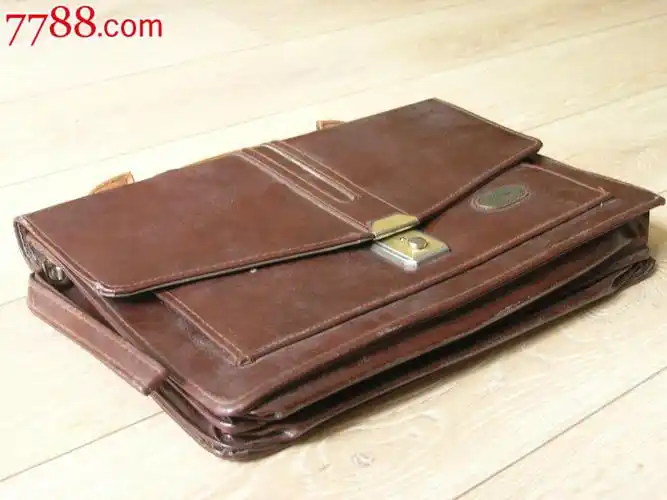 怀旧收藏141105-80年代高级皮面塑里手提干部公文包