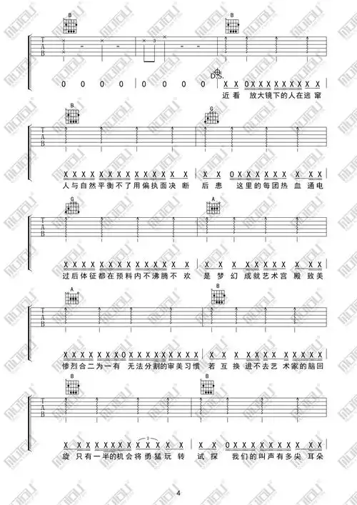 斗牛(d调编配)吉他谱(图片谱,斗牛,华晨宇,靠谱基地)_华晨宇_斗牛04.