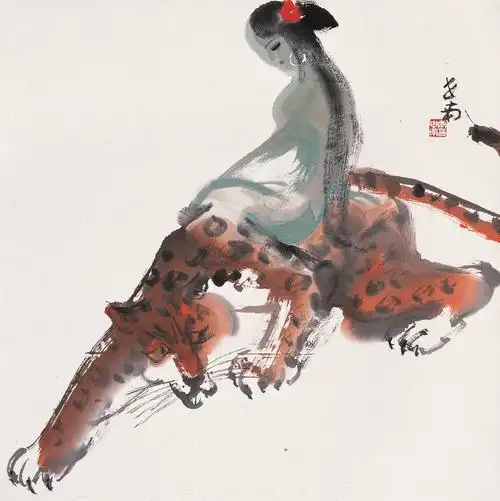 0098山鬼镜片设色纸本