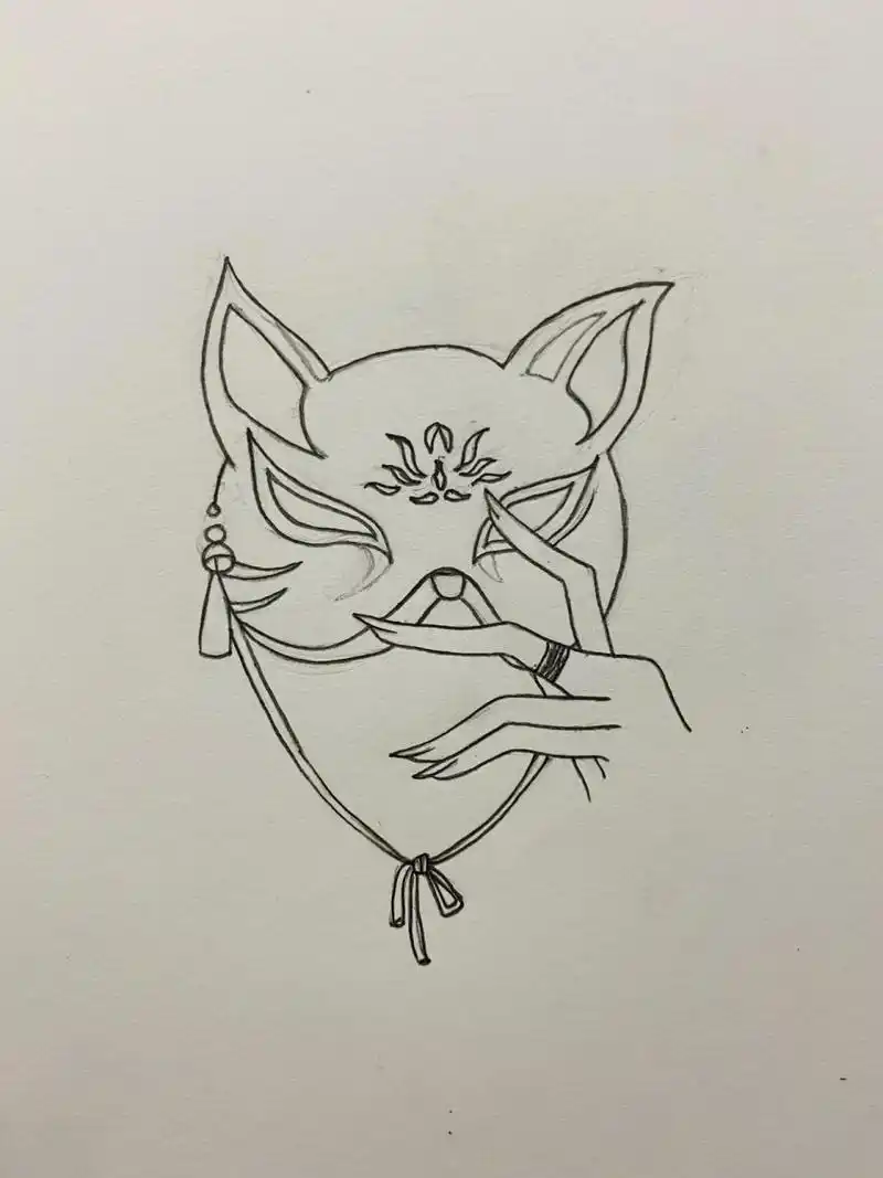 临摹·狐狸面具 临摹过程