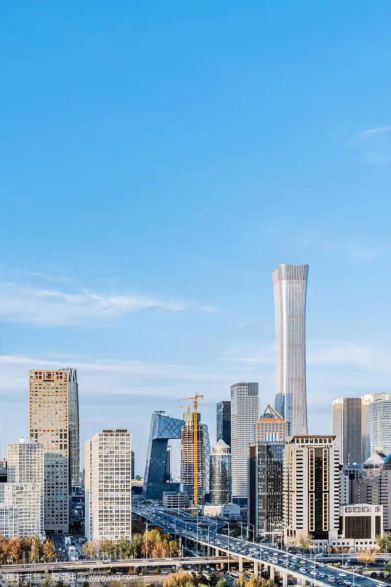 中国北京cbd建筑群晴天风光
