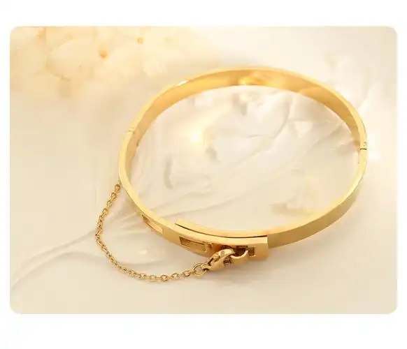 欧美ins风饰品链条流苏搭扣手镯 钛钢镀18k金手环情侣手饰品 z215