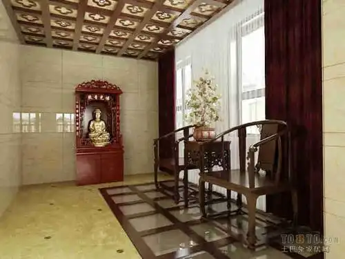 阳台佛堂供桌装修效果图 4款古典实木供桌尺寸摆放风水设计图片