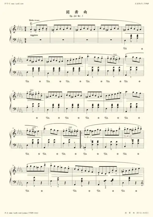 钢琴谱6降d大调小狗圆舞曲op64nr1肖邦圆舞曲集