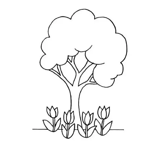 树的简笔画 花丛中的大树简笔画图片,图片,简笔画-学笔画