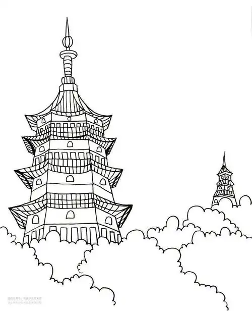 儿童画教程探寻中国传统古建筑巍然屹立的古塔