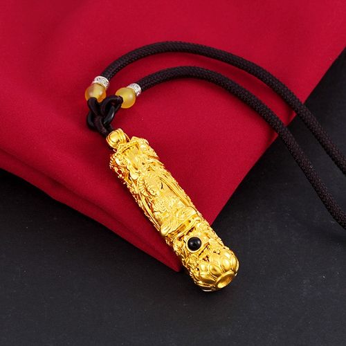 镀沙金项链仿金男霸气龙柱男士吊坠镀3d硬金男女挂坠项坠送男友礼物