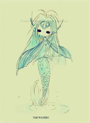 手绘萌图,深海人鱼.